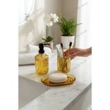 MİEN Çizgili Cam Banyo Seti | Sıvı Sabunluk, Diş Fırçalık ve Sabunluk | Şık & Modern Tezgâh Üstü Set