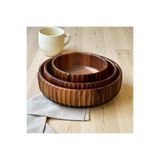 MİEN Curve 22-19-15 cm Akasya Kase 3'lü Set