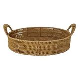 Mien Dekoratif Dayanıklı Çok Amaçlı Rattan Yuvarlak Tepsi Büyük Boy (L)