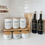 Mien Duo 3'lü Bambu Kapaklı Beyaz Baharatlık - 800 ml
