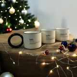 Mien Halka Kulplu Premium Dıctıonary Kupa 3lü Set - 3 Adet - Beyaz - Siyah