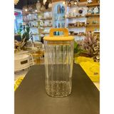 Mien Lıne Kare Cam Kavanoz 1500ML - Ahşap - Bej