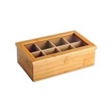 Mien MEN621 8 Bölmeli Bambu Çay Kutusu 32 x 20 x 9 CM