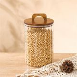 MİEN Mien 2450 ml Akasya Kapaklı Pinterest Model Cam Zahire Kavanozu | Büyük Boy Erzak ve Bakliyat Saklama Kabı - Şeffaf - 1 - 2,5 lt