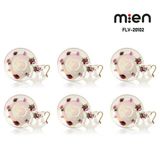 Mien MİEN 6 Kişilik Retro Flower Sedefli Fincan Takımı – Işıltılı Vintage Şıklık