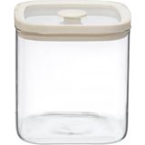 MİEN Mien 750 ml Krem Silikon Vakum Kapaklı Cam Saklama Kavanozu 10,5X10,5 cm Kare Erzak Kavanozu
