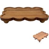 MİEN Mien Akasya Ahşap Dikdörtgen Sunumluk - Dalgalı Kenar Dekoratif Tabak (27X16X5 Cm) - 27*16*5 CM AKASYA SUNUM TABAĞI - Kahverengi