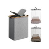 MİEN Mien Bambu Kenarlı Kumaş Katlanabilir 100 Lt Çamaşır Sepeti 54x33x58