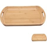 MİEN Mien Bambu Servis Tepsisi - 38X24 cm - Kendinden Kulplu Doğal Ahşap Tepsi - Kahverengi - MİEN BAMBU TEPSİ 38 x 24 x 3.8 cm