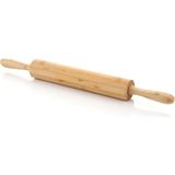 MİEN Mien Doğal Bambu Merdane 50X5 cm – Ergonomik Ahşap Hamur Açma Merdanesi - Açık Kahverengi