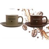 MİEN Mien Mono 2'li Kahve Fincan Takımı 100ML - Kahverengi - Yeşil - 100 ml