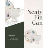 Mien MİEN Neaty 90 ML Porselen Türk Kahvesi Fincanı Takımı 6 Kişilik – Desenli Kahve Fincan Seti