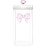 MİEN Mien Şeffaf Cam Fiyonk Detaylı Kavanoz 1800 ml – Contalı Kapaklı Büyük Boy Dekoratif Saklama Kabı (24X11 Cm)