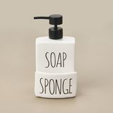 MİEN Mien Soap Sıvı Sabunluk Beyaz Siyah Porselen Plastik Modern Tasarım ve Kolay Temizlik - Beyaz - Siyah