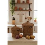 MİEN Rattan Konik 2'li Kapaklı Sepet