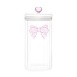 MİEN Şeffaf Cam Fiyonk Detaylı Kavanoz 1800 ml – Contalı Kapaklı Büyük Boy Dekoratif Saklama Kabı (24x11 cm)