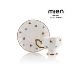MİEN SPR-0367 Çiçek Desenli Gold Detaylı Porselen Kahve Fincan Takımı 6’lı