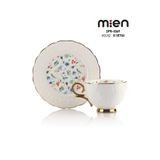 MİEN SPR-0369 Kabartma Desenli Çiçek Motifli Gold Detaylı Porselen Kahve Fincan Takımı 6’lı
