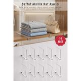 Mienda Home 10 Adet Çok Amaçlı Şeffaf Akrilik Dolap Raf Ayırıcı | Çanta Raf Düzenleyici Set 20x30 cm