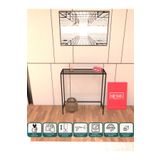 Mienmo Lumo Metal Dresuar Dekoratif Kahve Köşesi Konsol Siyah Füme Cam 80 Cm Antre Hol Camlı Konsol