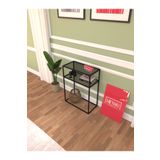 Mienmo Rigel Metal Dresuar Dekoratif Kahve Köşesi Konsol Çok Raflı Siyah Füme Cam 60 cm Antre Hol Katlı