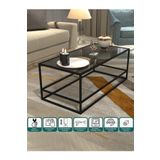Mienmo Zen Orta Sehpa 100 cm Füme Cam – Metal Modern Salon Sehpası Dekoratif Orta Masa Camlı