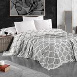 Miespiga Damask Design Çift Taraflı Jakarlı Keten Pamuk Dokuma Battal Boy(King Size) 240X260CM Antialejik Nefes Alabilen Dört Mevsim Pike Yatak Örtüsü - Antrasit - 240 x 260 cm