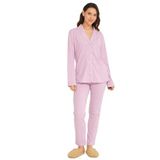 Miespiga Kadın Gömlek Pantolon Pijama Takımı (Pembe, M)