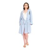 Miespiga Ördek Nakışlı Kısa Kapüşonlu Müslin Kadın Bornoz - L - XL - Mavi