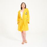 Miespiga Ördek Nakışlı Kısa Kapüşonlu Müslin Kadın Bornoz - L - XL - Sarı