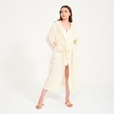 Miespiga Unisex Kapüşonlu Uzun Müslin Bornoz - S - M - Bej