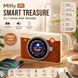 Mifly Smart Treasure M3 10000 Mah 22.5W Hızlı Şarjlı Powerbank Bluetooth Hoparlör 1.53’’ Dokunmatik Akıllı Ekranlı Taşınabilir Şarj Cihazı - Kahverengi