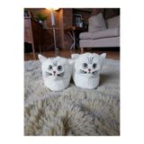 Migenty Kedi Panduf Ev Botu Çocuk Tuylu Peluş Yumuşak Kaymaz Tabanlı Hayvan Figürlü