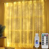 Mighty Ramazan Süsü Sarı Işık 3x3 Metre 300 Led Kumandalı Led Perde Işığı Peri Led Hoşgeldin Ramazan Sarı