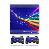 MightySkins Kaplama Sony Playstation 3 PS3 Slim Skins + 2 Controller Skins Çıkartma Gökkuşağı Bükümü