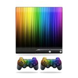 MightySkins Kaplama Sony Playstation 3 PS3 Slim Skins + 2 Controller Skins Çıkartma Gökkuşağı Çizgileri ile Uyumlu
