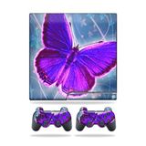 MightySkins Kaplama Sony Playstation 3 PS3 Slim Skins + 2 Controller Skins Çıkartma Mor Kelebek