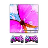 MightySkins Kaplama Sony Playstation 3 PS3 Slim Skins + 2 Controller Skins Çıkartma Pembe Kelebek