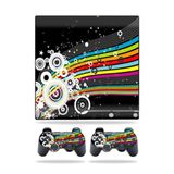 MightySkins Kaplama Sony Playstation 3 PS3 Slim Skins + 2 Controller Skins Sticker Color Blast ile Uyumlu