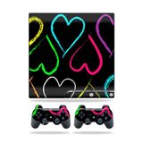MightySkins Kaplama Sony Playstation 3 PS3 Slim Skins + 2 Controller Skins Sticker Hearts ile Uyumlu