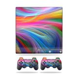 MightySkins Kaplama Sony Playstation 3 PS3 Slim Skins + 2 Controller Skins Sticker ile Uyumlu - Gökkuşağı Dalgaları