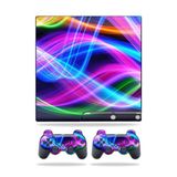 MightySkins Kaplama Sony Playstation 3 PS3 Slim Skins + 2 Controller Skins Sticker Işık Dalgaları ile Uyumlu