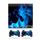 MightySkins Kaplama Sony Playstation 3 PS3 Slim Skins + 2 Controller Skins Sticker Mavi Alevli