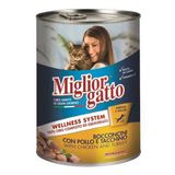 Miglior Gatto Kıyılmış Tavuklu ve Hindili 24 x 400 gr Konserve Kedi Maması
