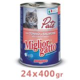 Miglior Gatto Somonlu Ton Balıklı Pate 24x400 gr Kedi Konserve