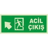 Mıgnatıs - Acil Çıkış Sol Üst Ok Lümen Folyo Levhası - Sac Malzeme 19.5X8CM - 19.5 x 8 cm