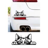 MIGNATIS Bagajdan Bakan Kedi Oto Araba Sticker, Cam ve Metal Yüzeye Uygun, Vinil, Düz Desen, Mat, 15x15 cm, Kendinden Yapışkanlı (siyah)