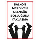 Mıgnatıs - Balkon Merdiven Asansör Boşluğuna Yaklaşma Levhası - Sac Malzeme 35 x 50 cm