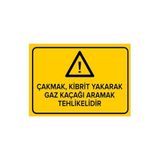 Mıgnatıs Çakmak Kibrit Yakarak Gaz Kaçağı Aramak Tehlikelidir Levhası Sac Malzeme 25X35Cm