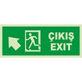 Mıgnatıs - Çıkış Exit Sol Üst Ok Lümen Folyo Levhası - Sac Malzeme 19.5X8CM - 19.5 x 8 cm